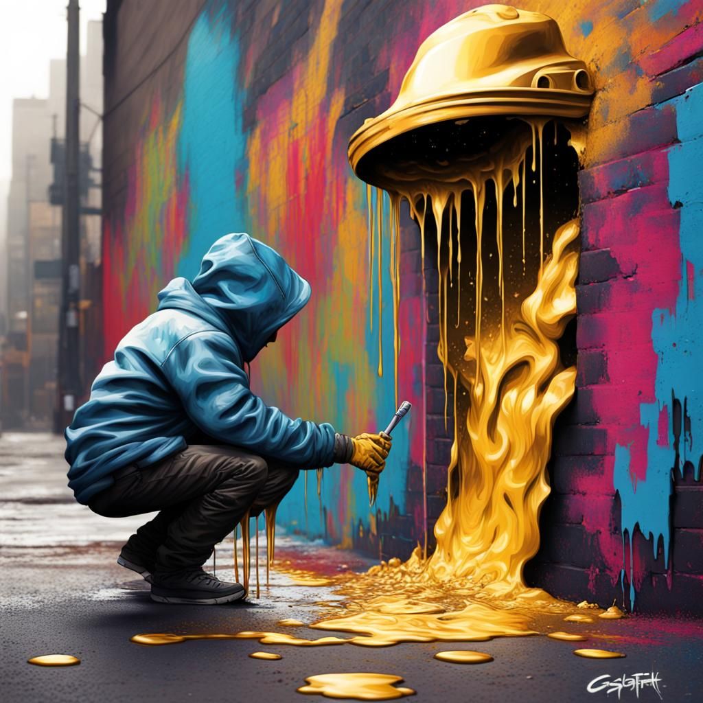Graffiti Art: Gold Search in Street Art Style