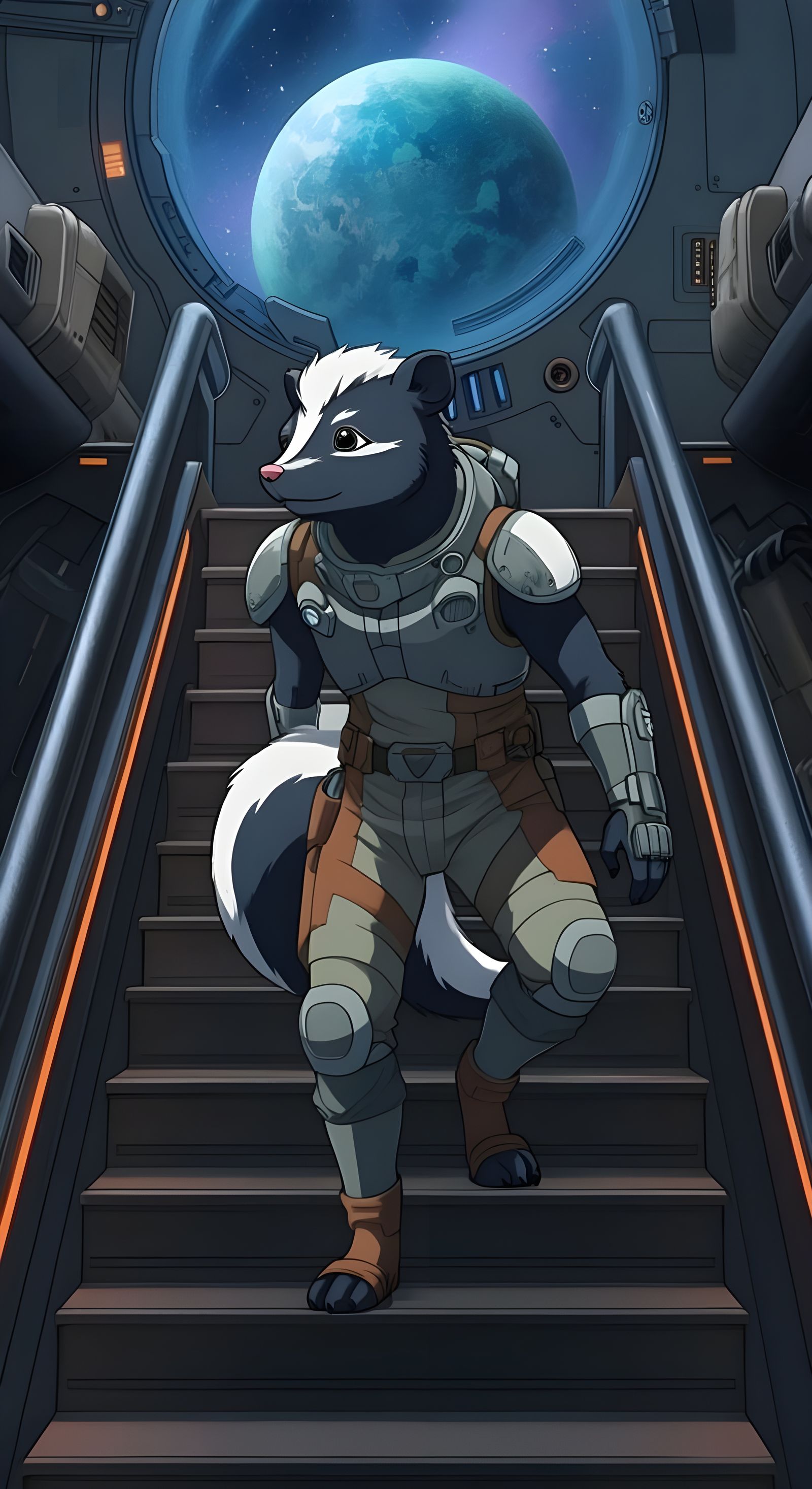 Anime-Style Skunk Adventurer on Alien Planet