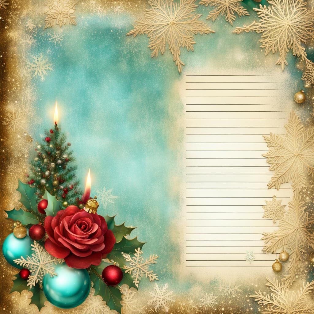 Aqua and Gold Christmas Scrapbook Page: Digital Art
