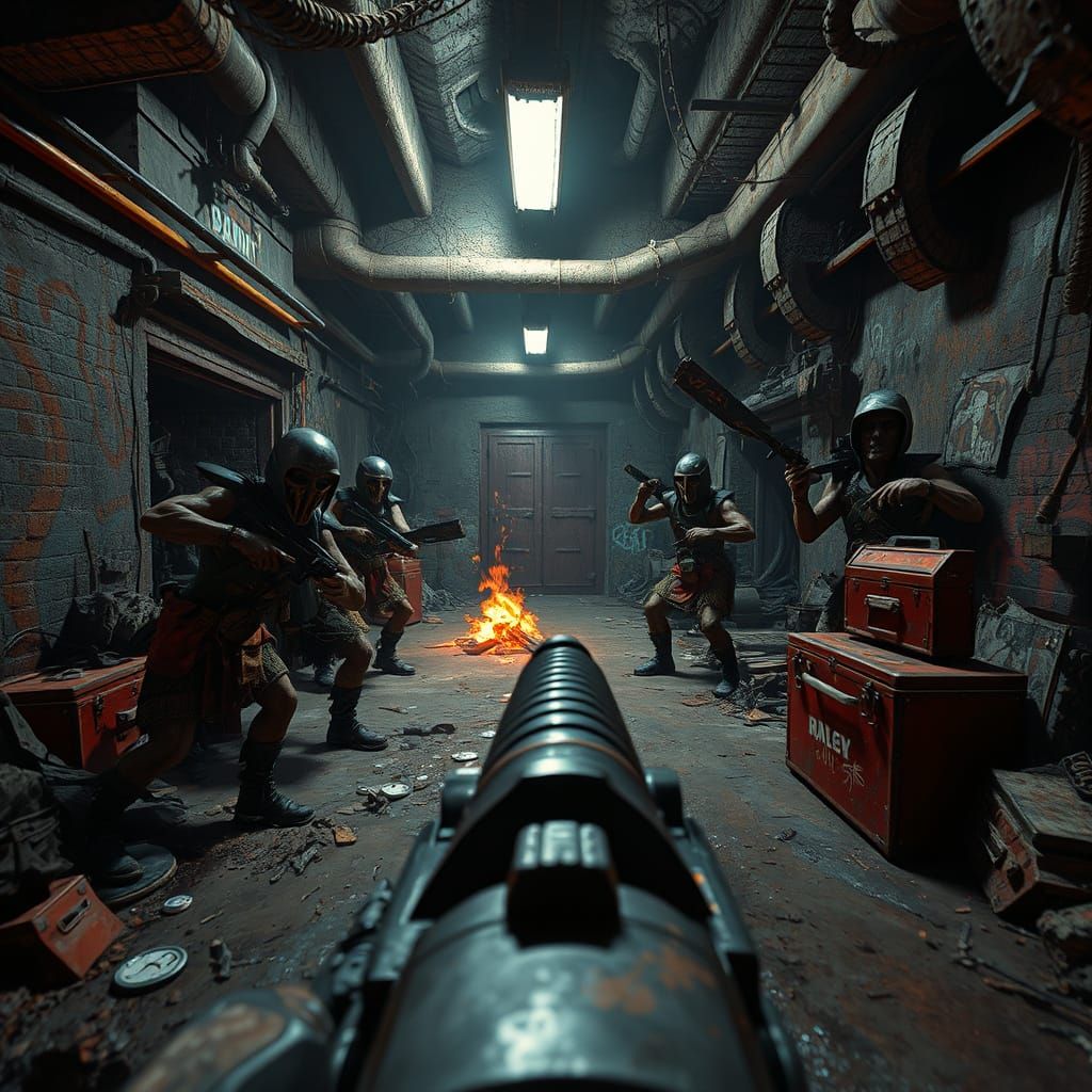 Post-Apocalyptic Bunker Fight in Unreal Engine Style