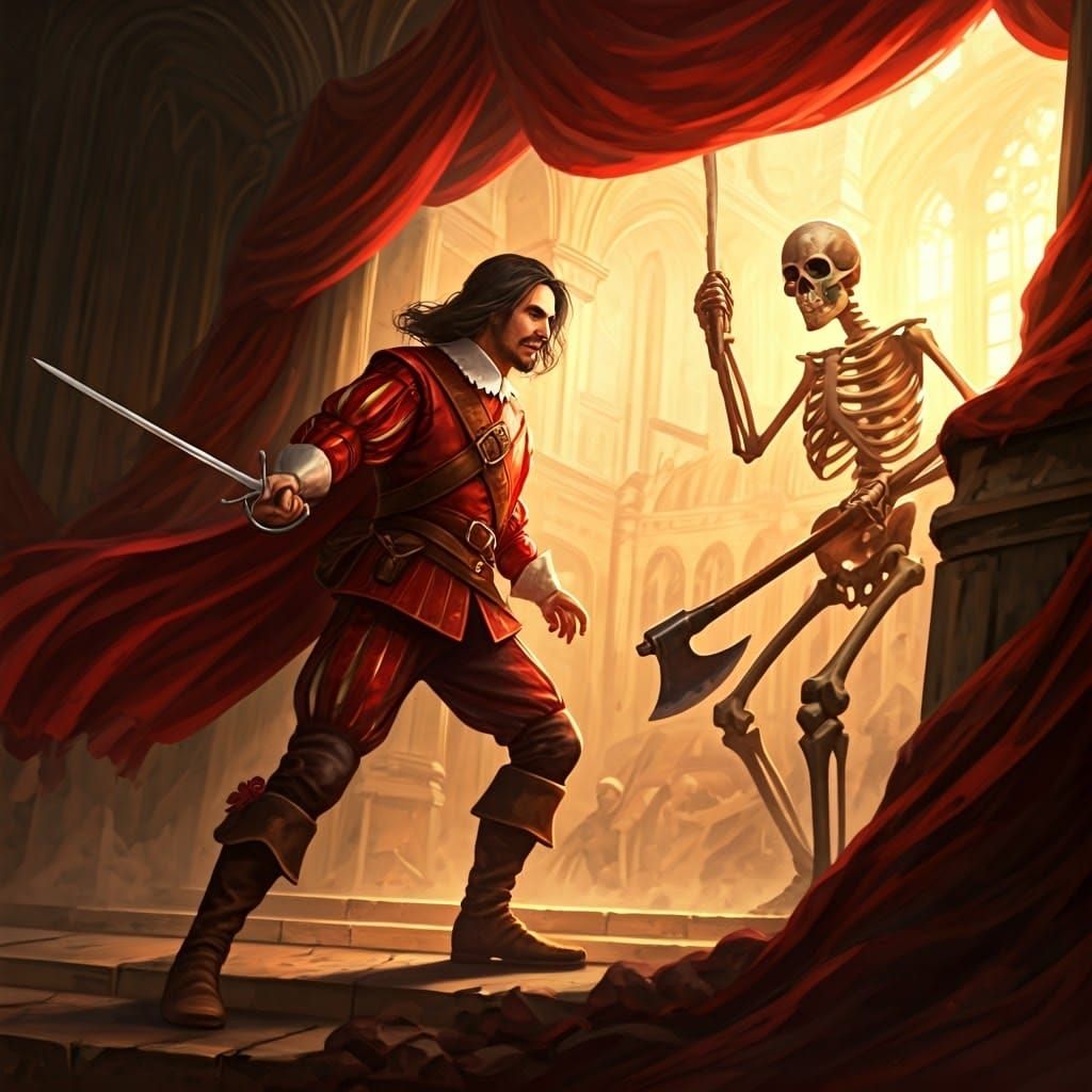 Swordsman vs Skeleton in Renaissance Setting