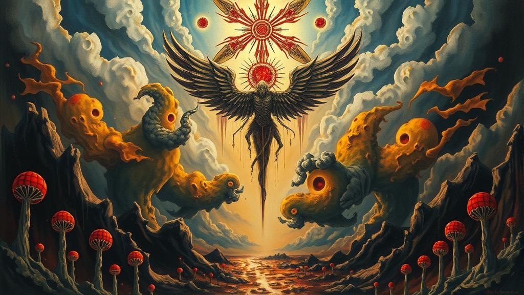 Surreal Dystopian Heaven in Abstract Style