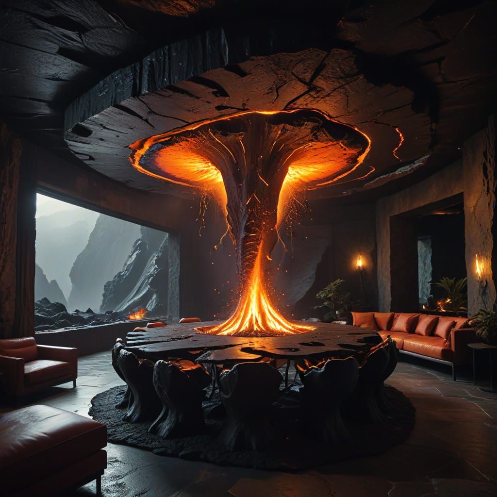 Volcanic Core Sanctuary With Luminous Veins