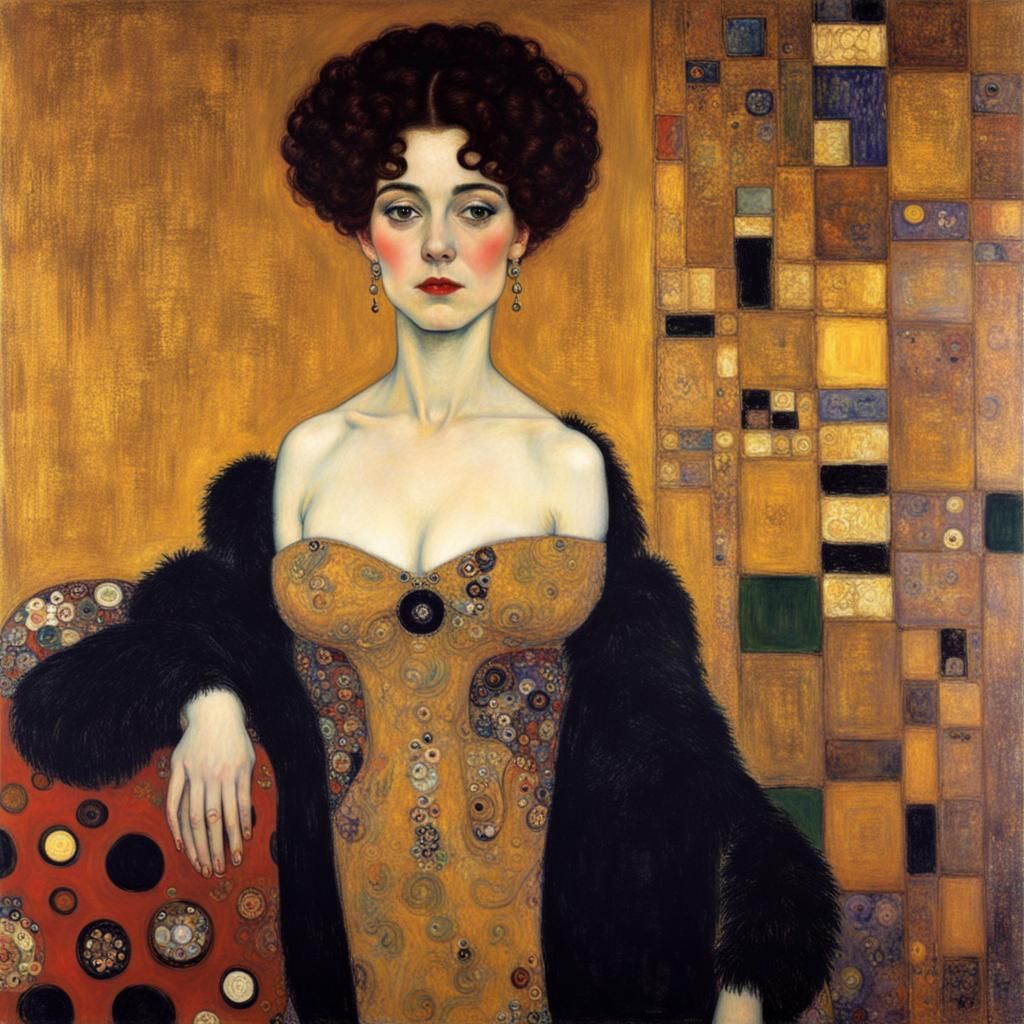 Elegant Portrait in Klimt Style