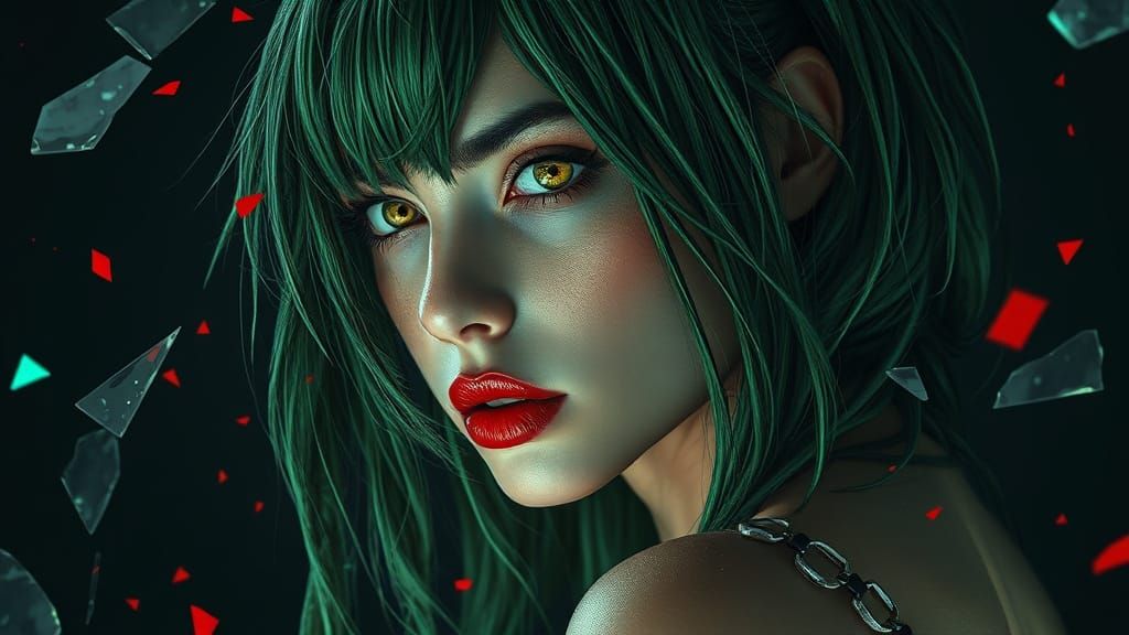 Cyberpunk Goddess in Shattered Reality