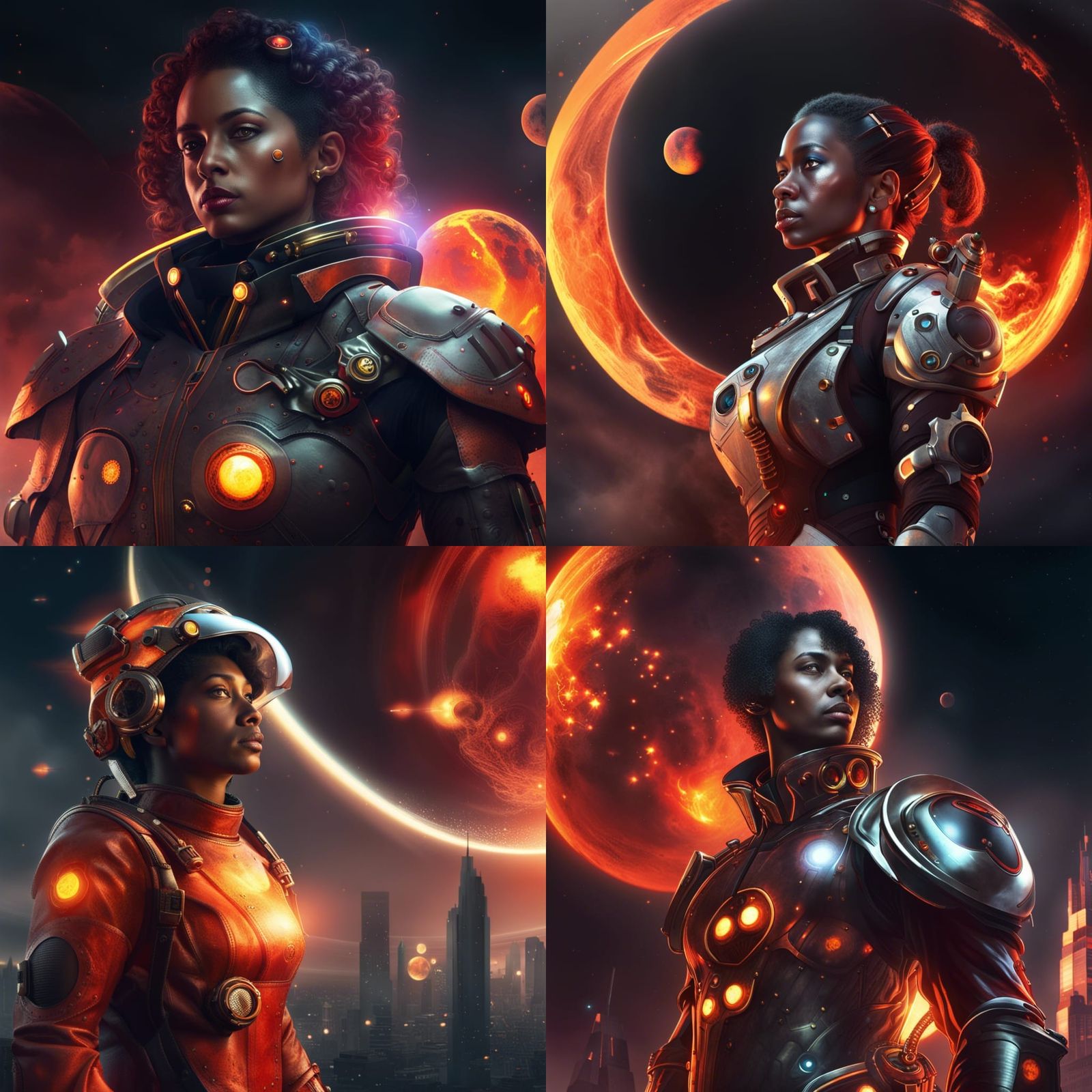 Futuristic Firefighter Battles Inferno in Sci-Fi City