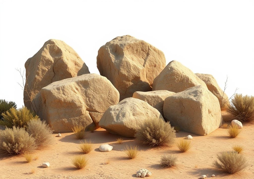 Granite Rocks in Mojave Desert, 3D Render