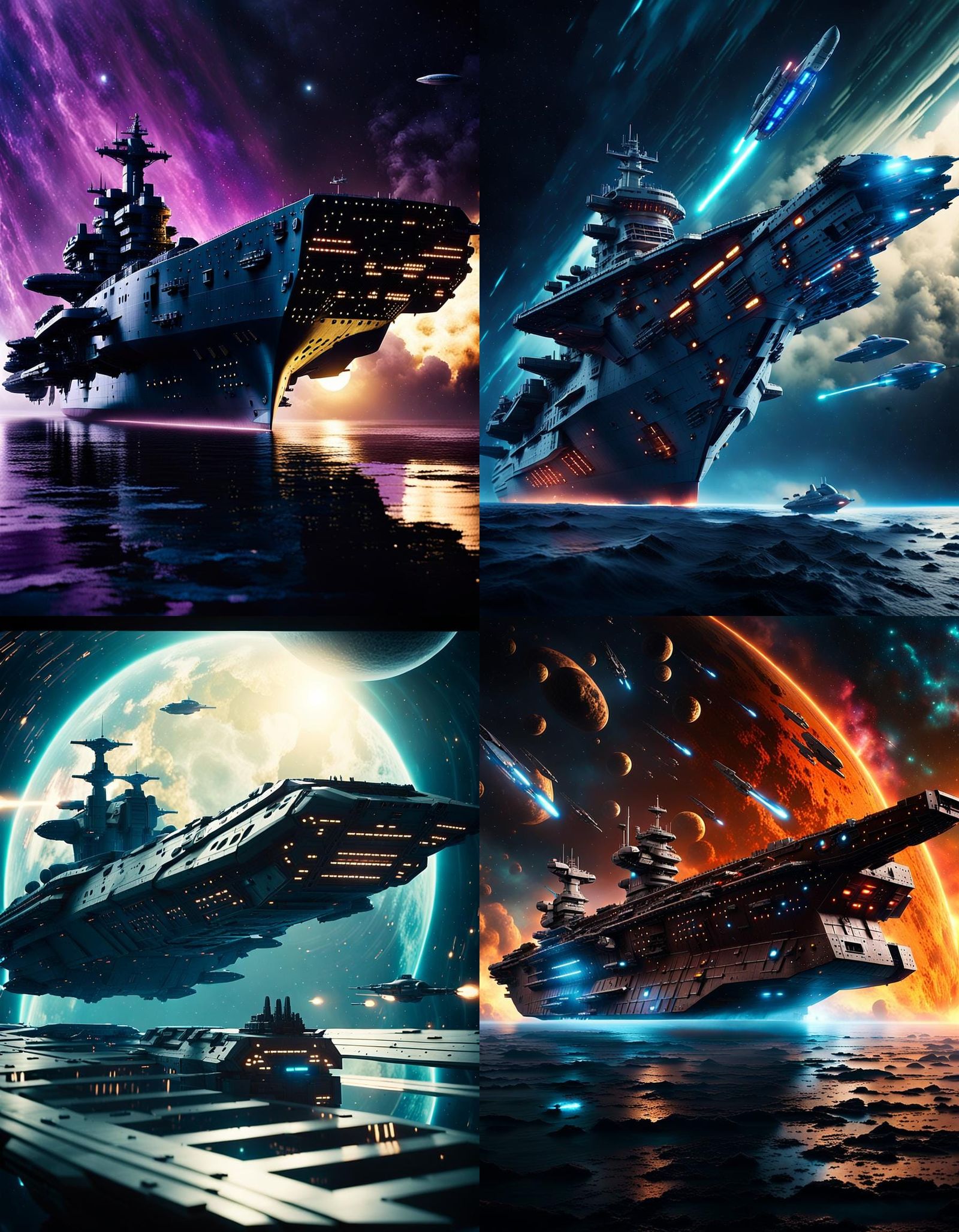 Cinematic Space Battle: Freighter Evades Battleship
