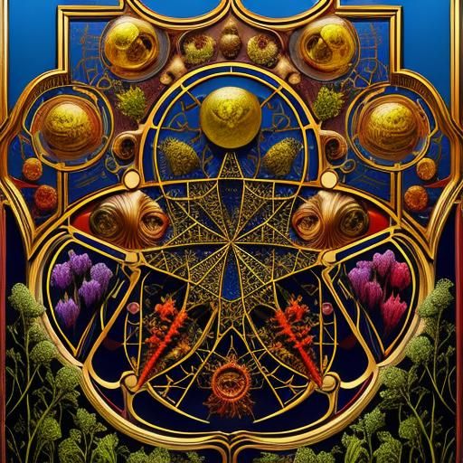 Fractured Botanical Forms in Vivid Oil Painting