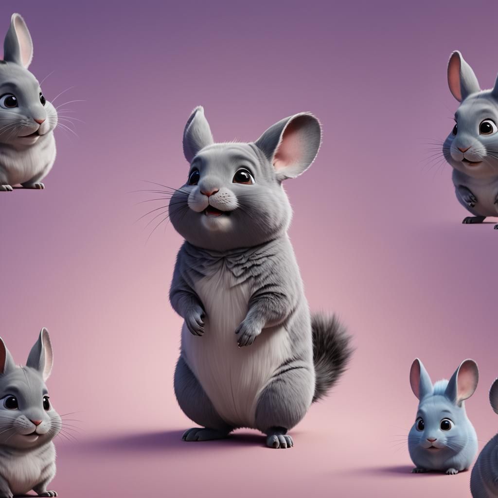 Adorable Chinchilla in 3D Digital Art Style