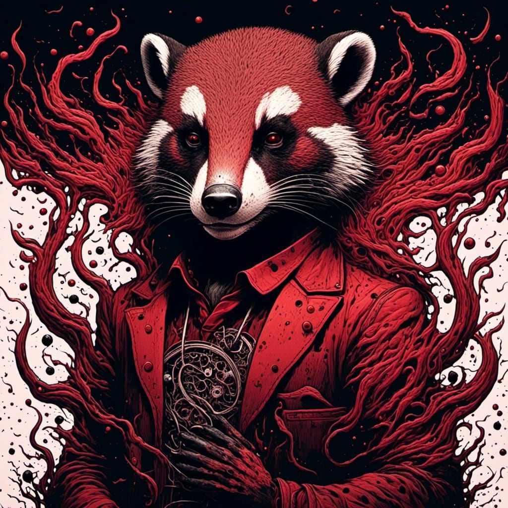 Copperback Badger in Weirdcore Art Style