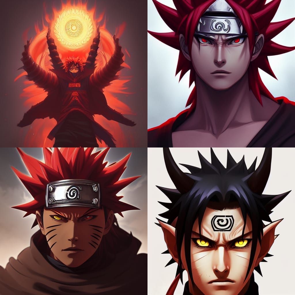 Demon King Naruto Sharingan Portrait in Artstation Style
