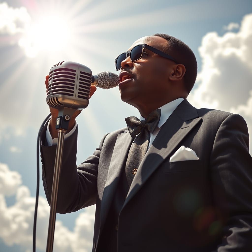 Stevie Wonder in Heavenly Cloudscape, Professional Photograp...