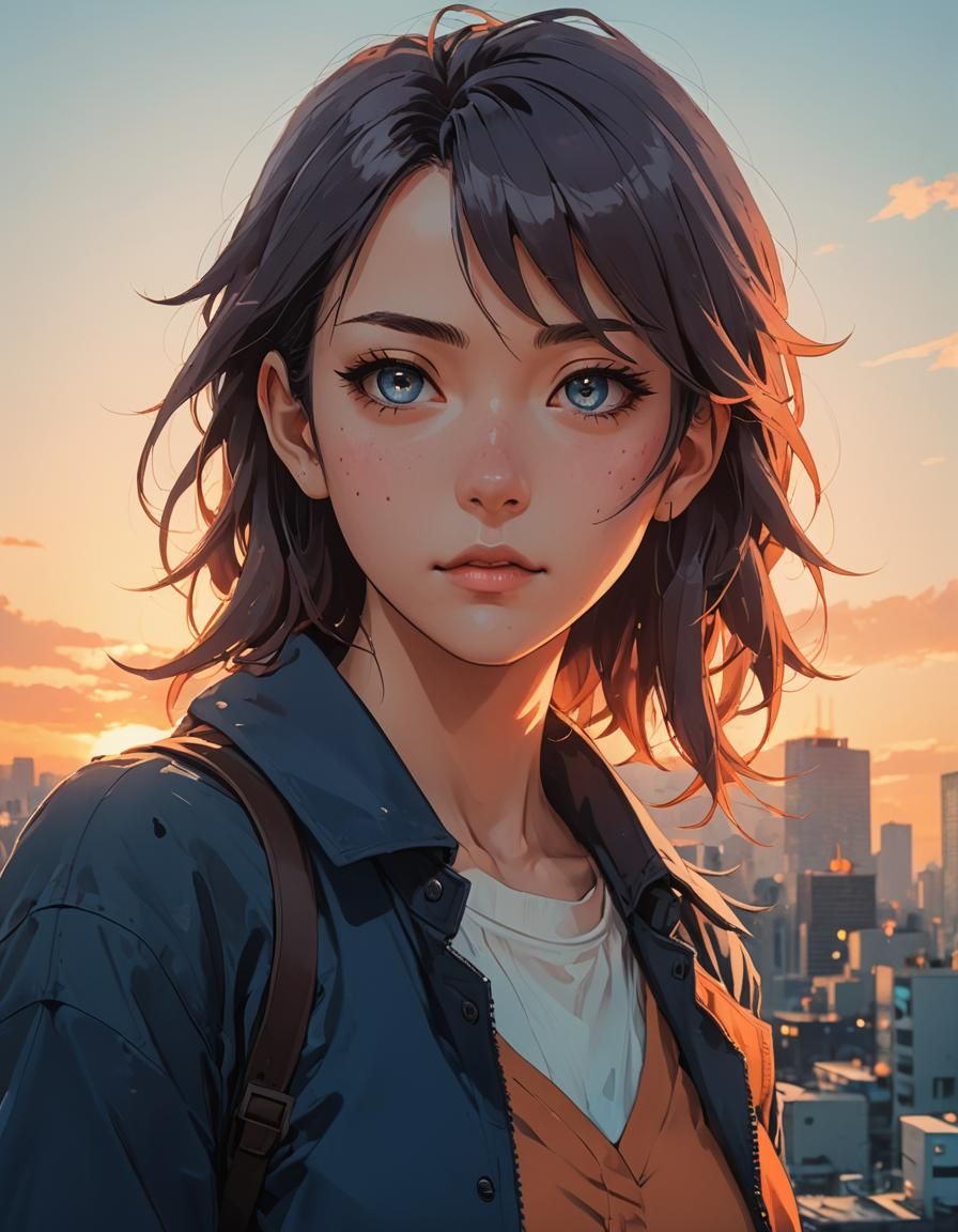 Anime Girl Masterpiece in Vibrant Cel-Shaded Style