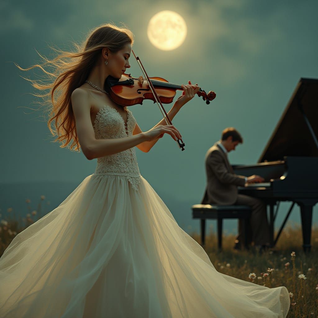 Romantic Moonlit Serenade in Elegant White