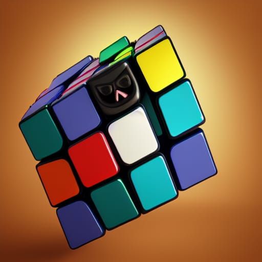 Cat in Rubik's Cube: Studio Ghibli Art