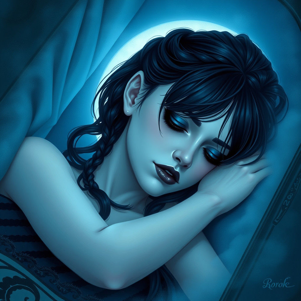 Ethereal Woman in Coffin: Gothic Romanticism