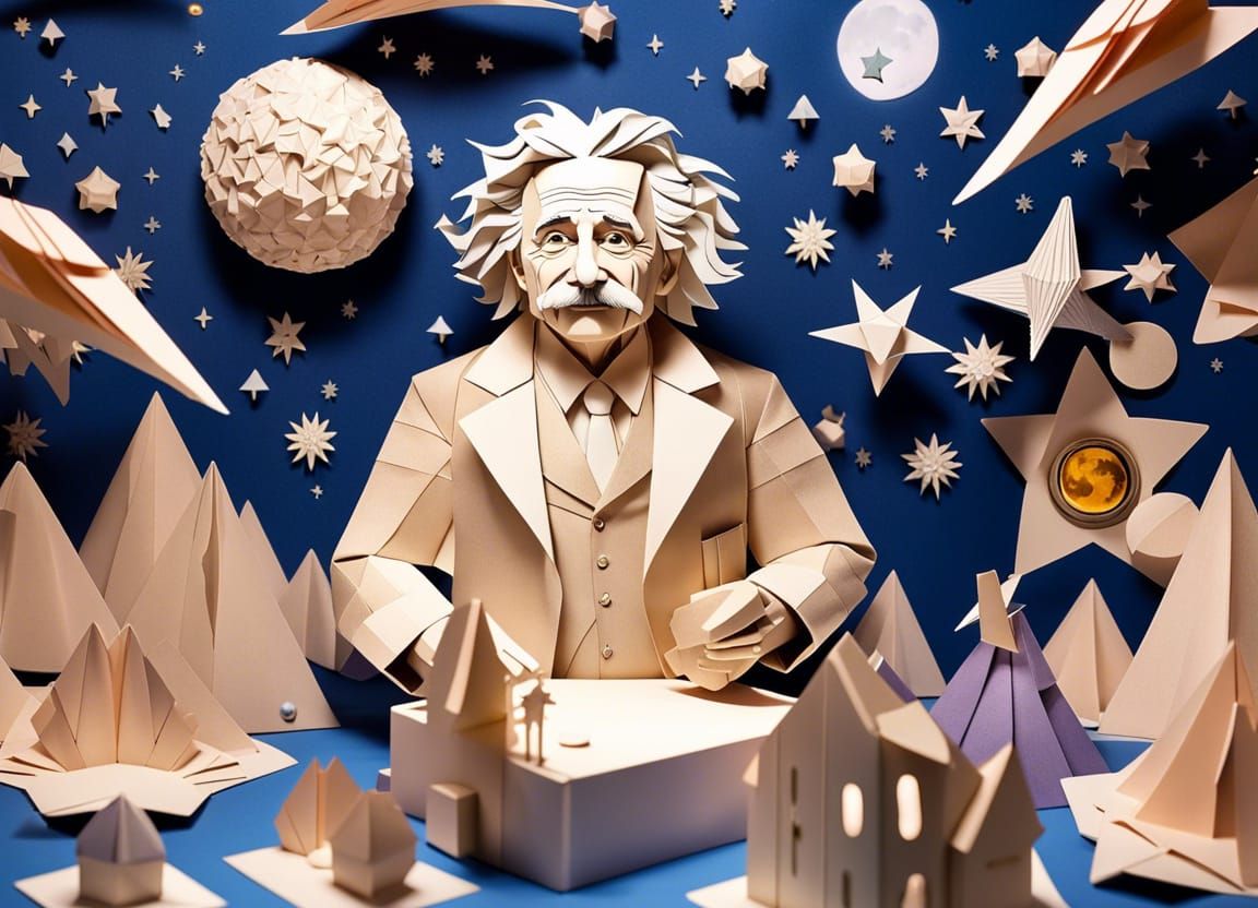 Einstein and his Scientific lab in Stars | Origami papercraft