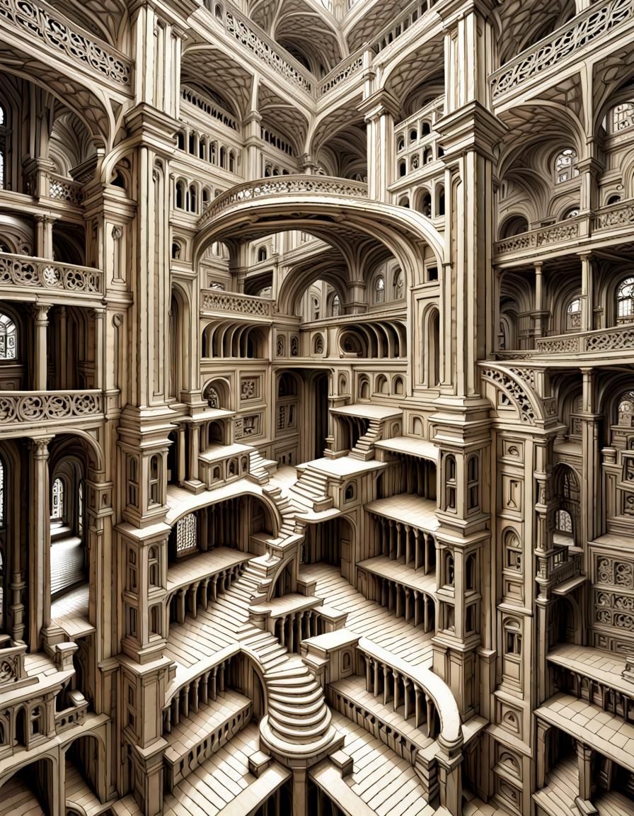 Escher-Inspired Cathedral Maze in Unreal Engine 5