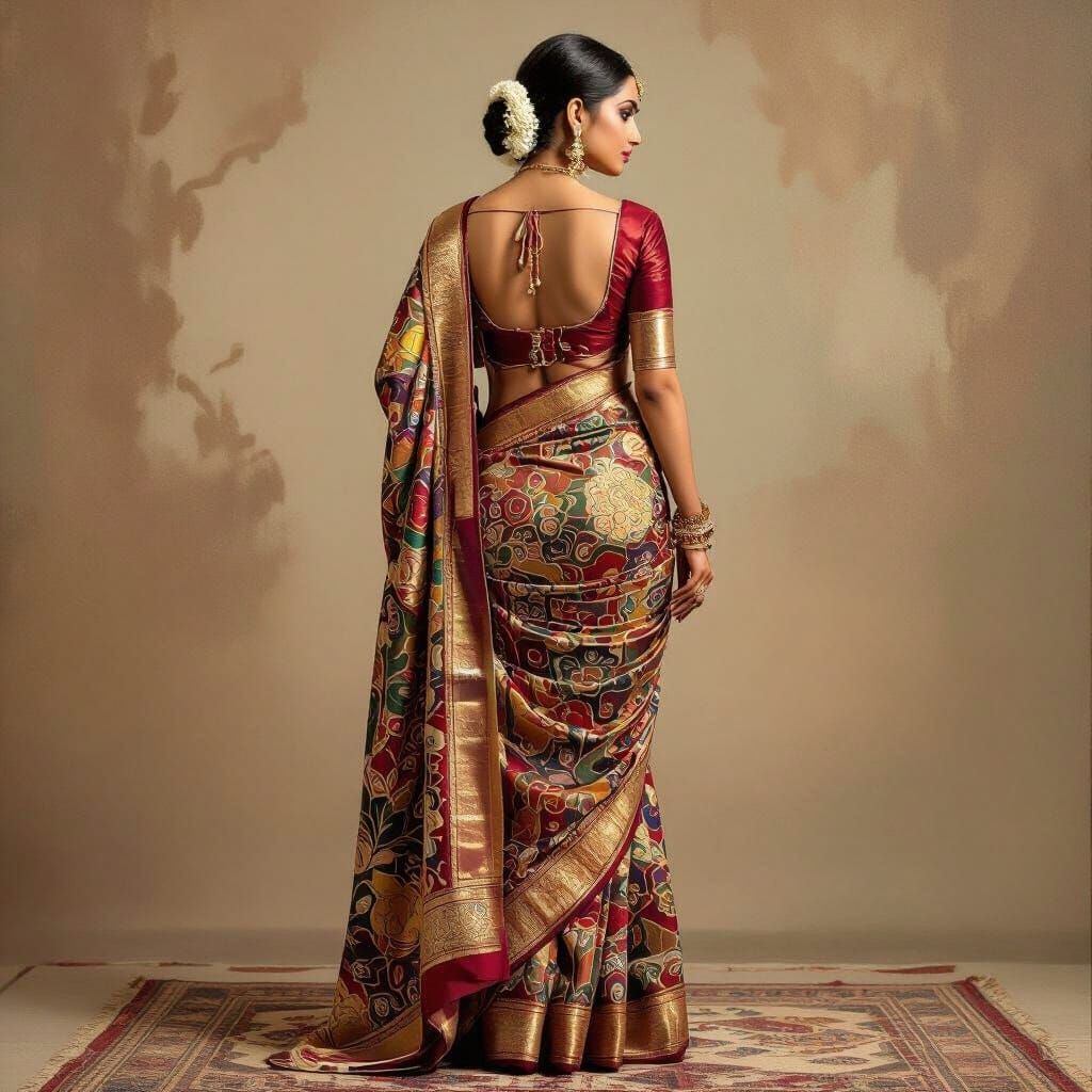 Elegant Woman in Saree: Classical Indian Art