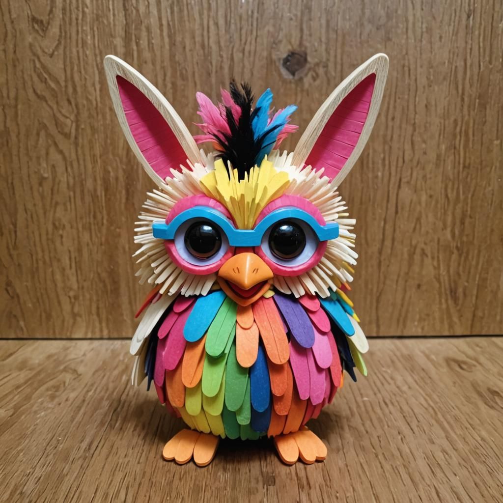 Furby Made of Popsicle Sticks: A Craft Creation