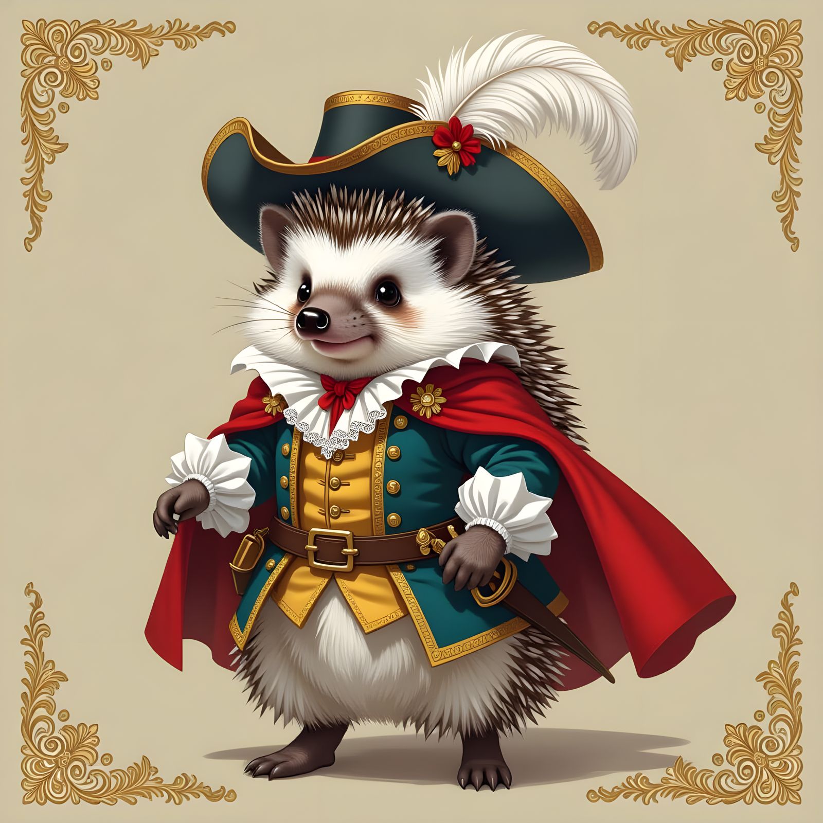 Musketeer Hedgehog Walks on Two Legs