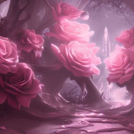 Detailed Matte Painting of Yandere Roses