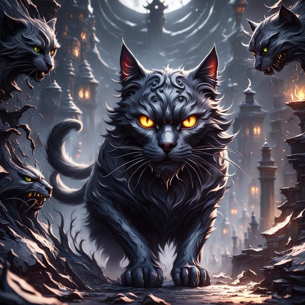 Scary Black Cat Fantasy Concept Art