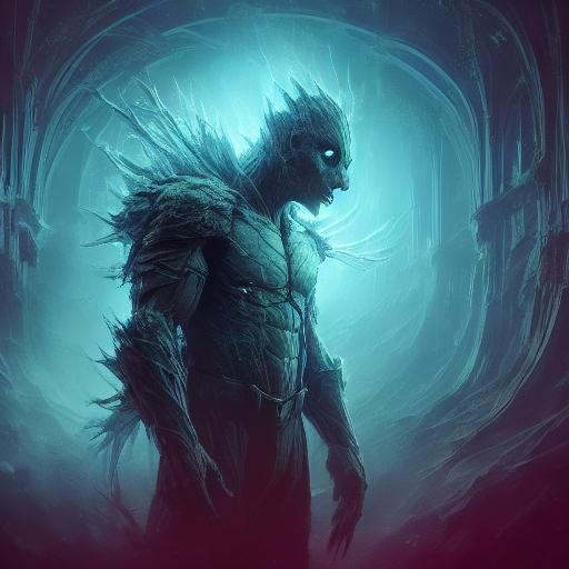 Knight's Crystalline Portal: Cubist Dark Fantasy