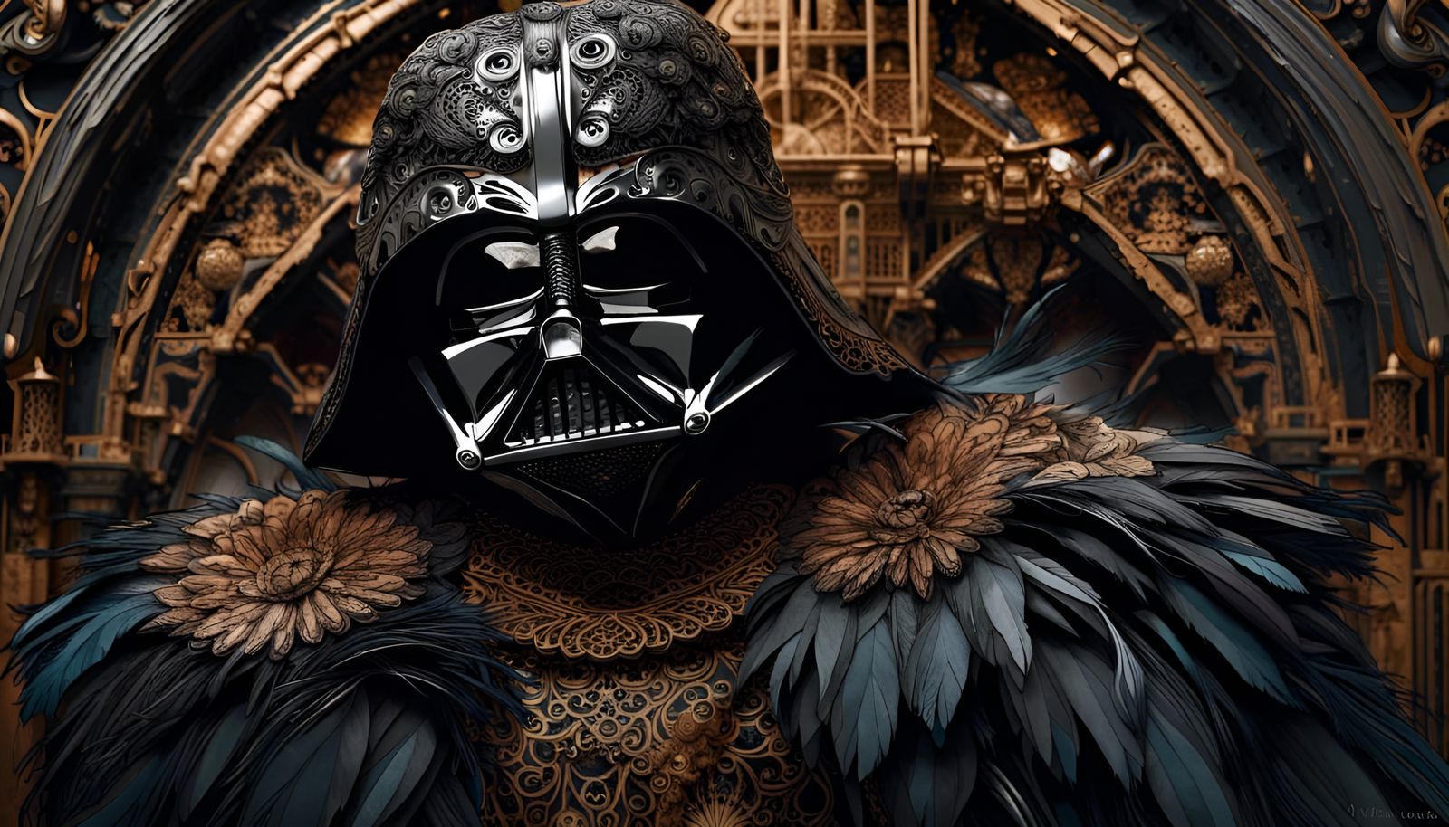 Feathered Darth Vader: An Intricate Digital Masterpiece