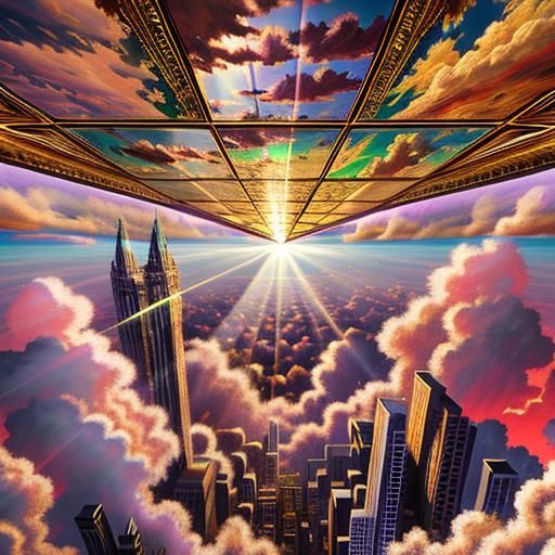 Ethereal Sky with Sunrays in Detailed 3D