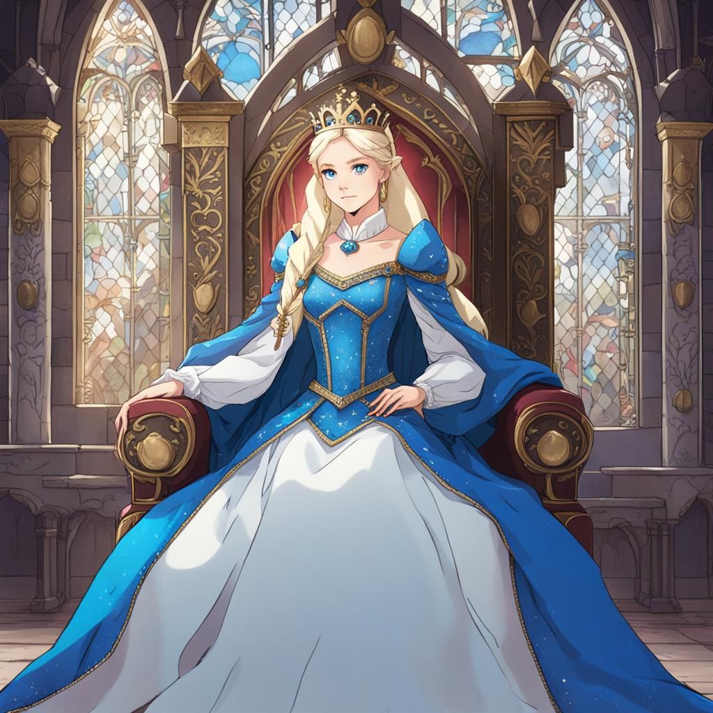 Anime Princess on Throne in Medieval Europe