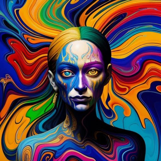 Surreal Close-Up Portrait in Vivid Oil Painting Style