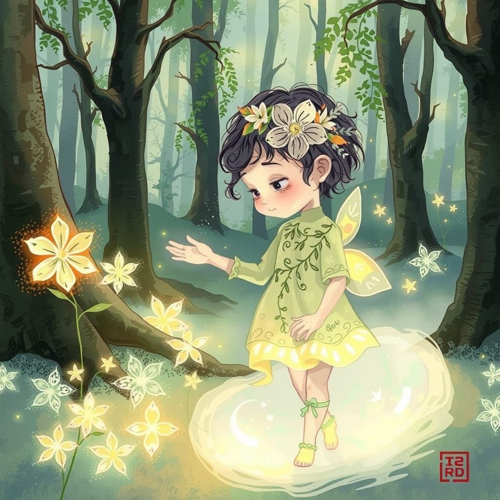 Ethereal Child in Mystical Forest Clearing