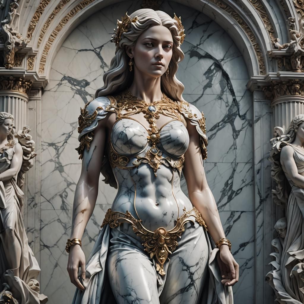 Stunning Marble Statue of a Sun Goddess