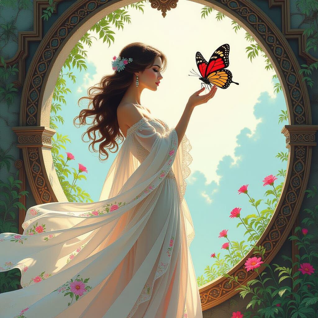 Surreal Woman Transforms to Butterfly in Bright Affair