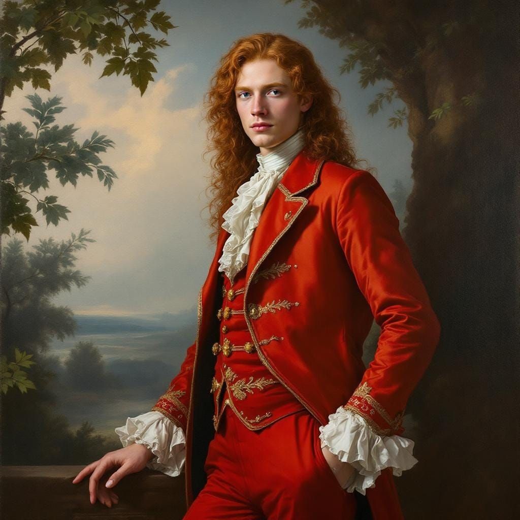 Gay Ginger Man in Red Suit, Gainsborough Style