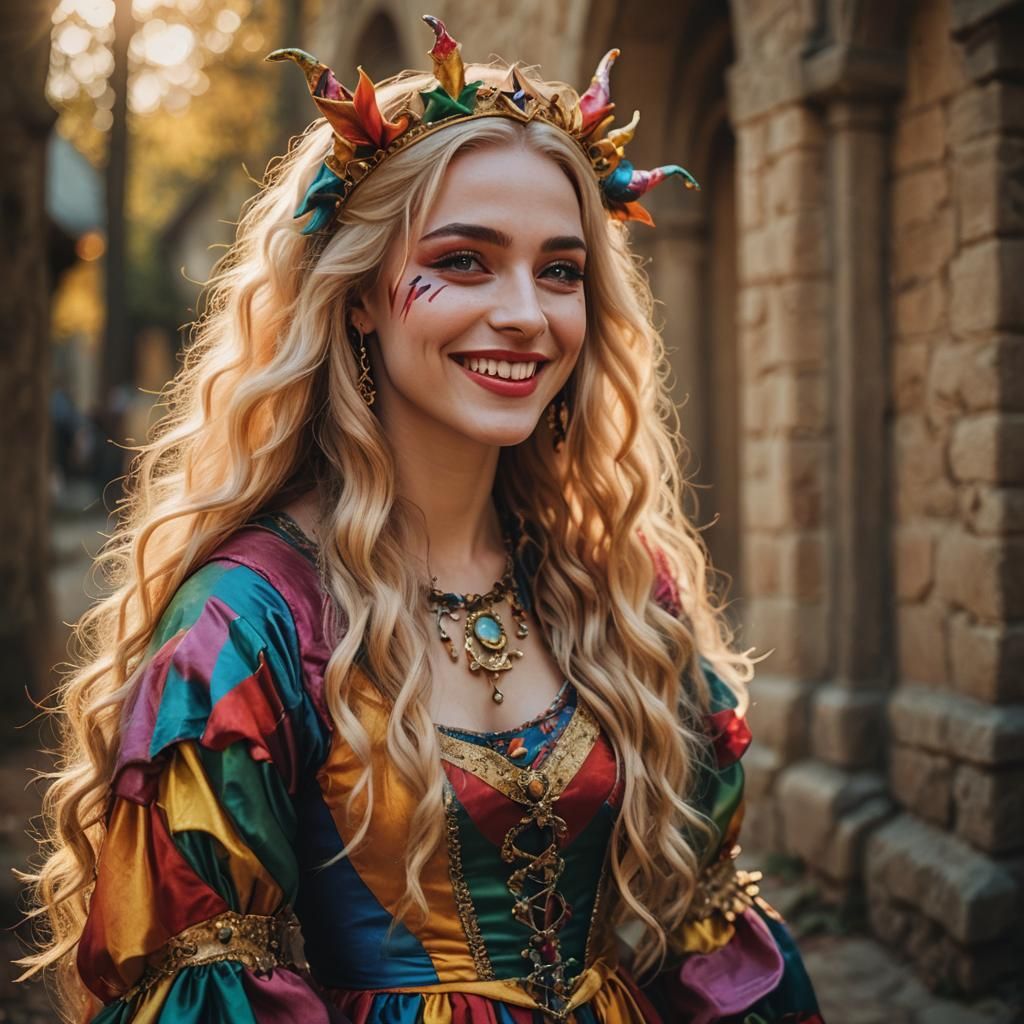 Blonde Haired Medieval Jester Girl
