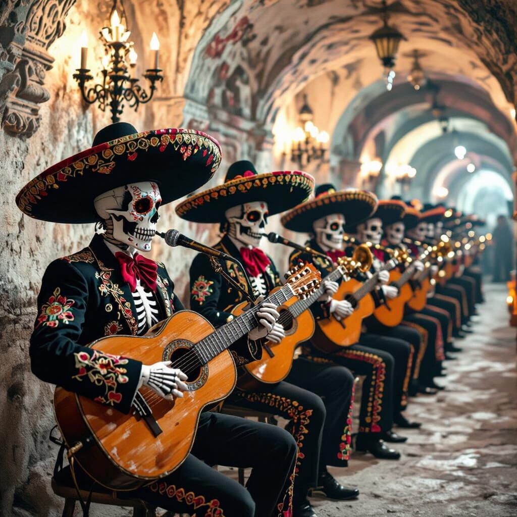 Skeletal Mariachi Band Serenades Ghostly Audience