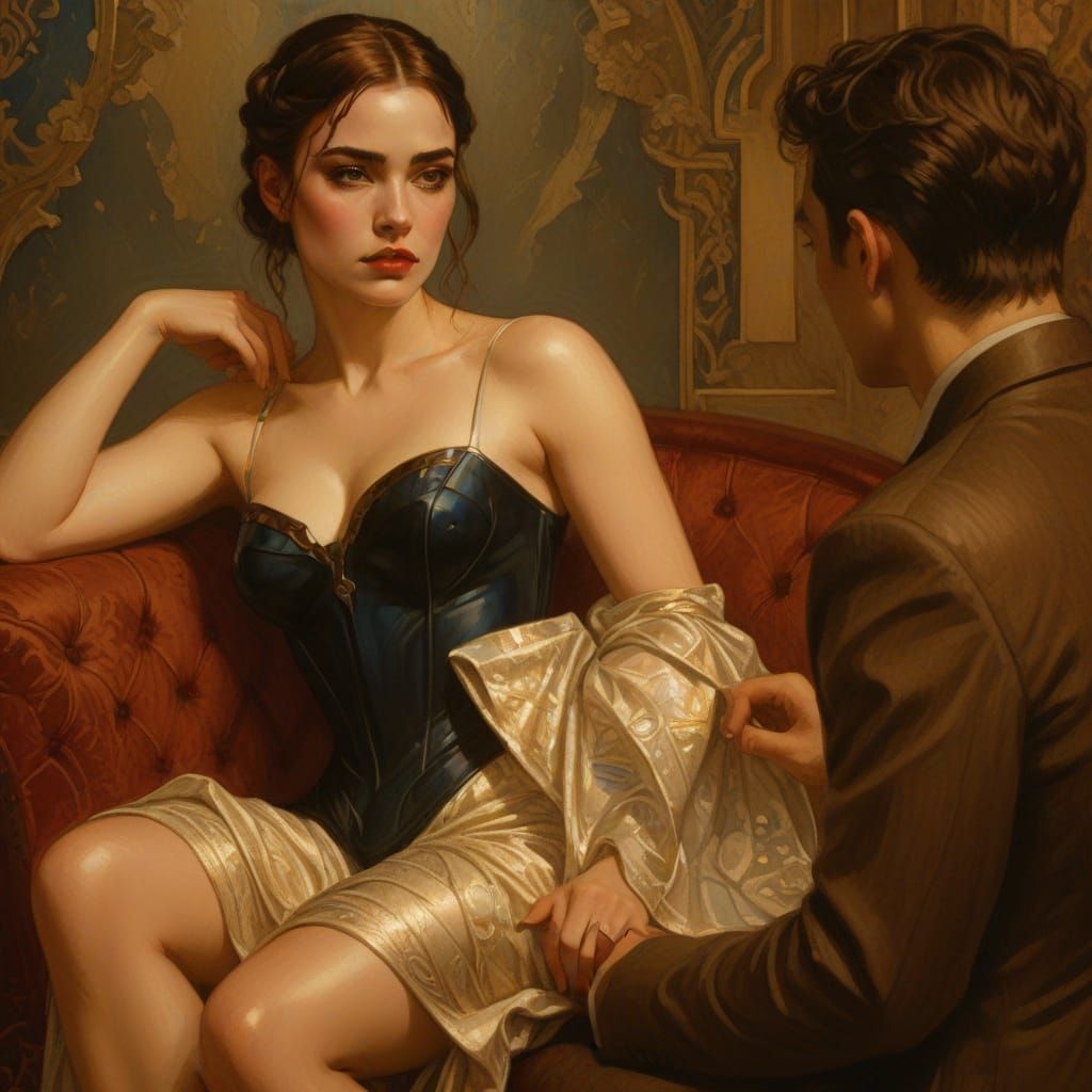 Cyberpunk Heroine Jemma Simmons in Art Nouveau Style