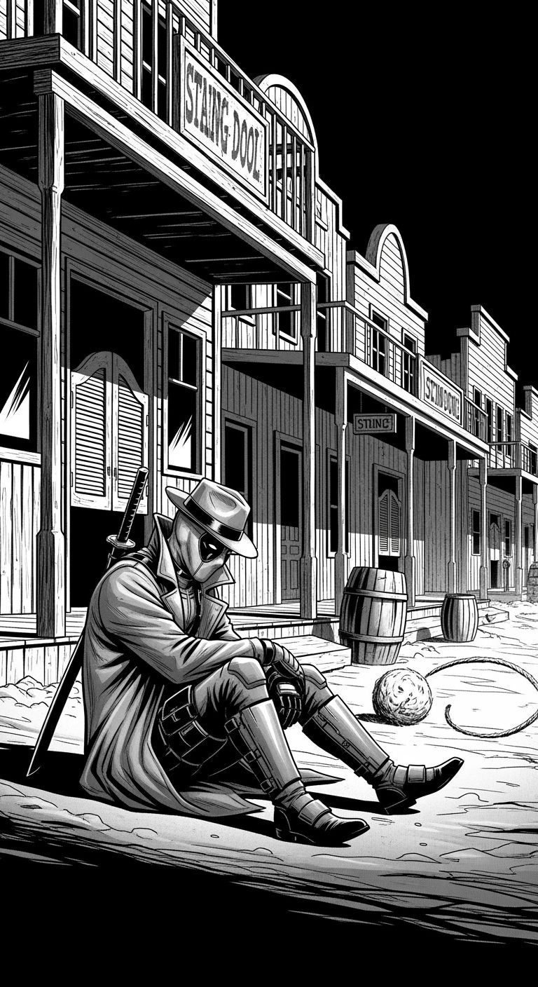 Deadpool Noir: Lone Vigilante in Dusty Western Town