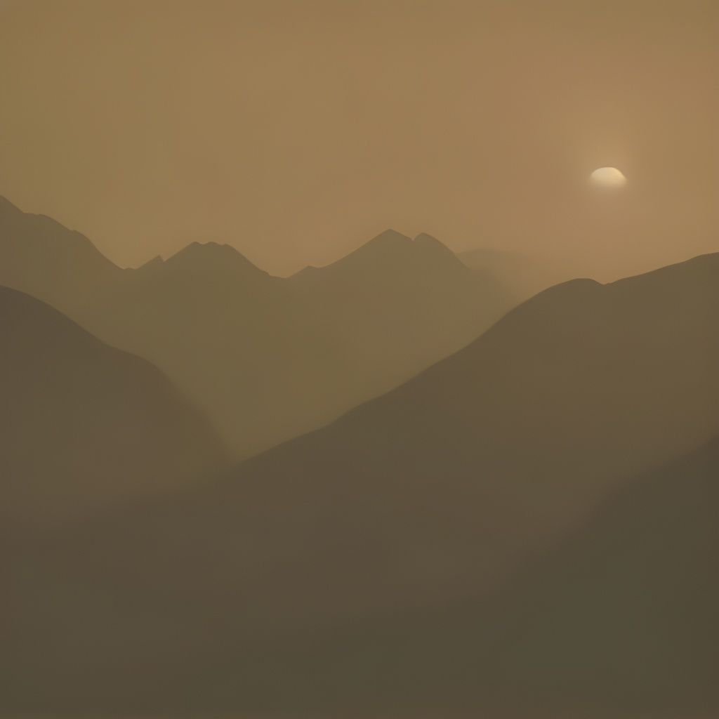 Vintage Sepia Sunrise Over Mountains