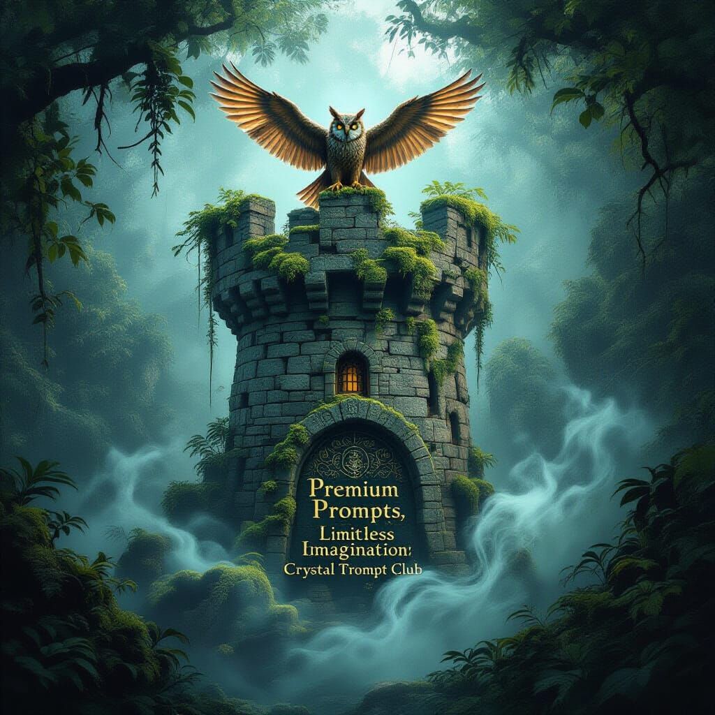 Enchanted Stone Tower in Jungle Fog