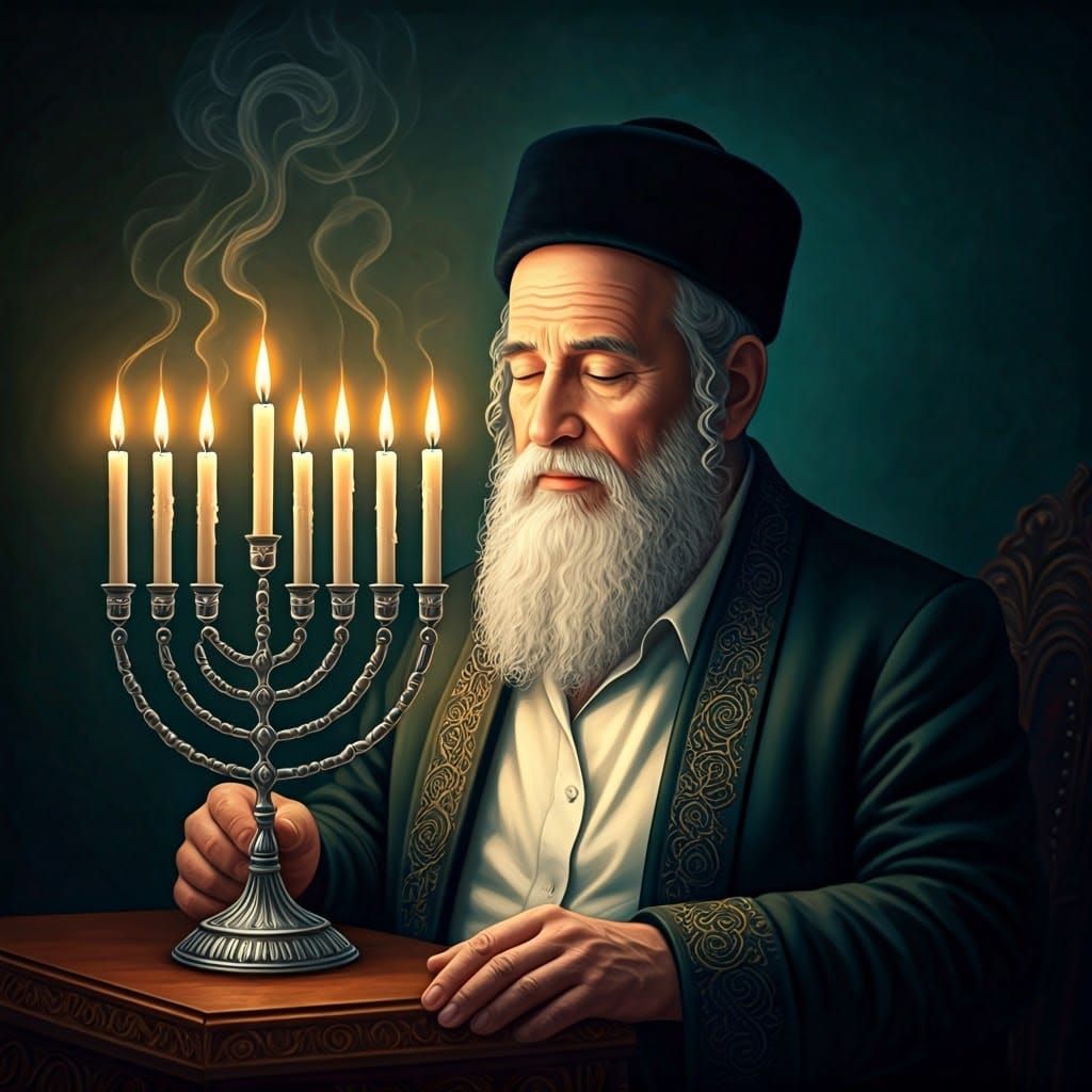 Regal Ultra-Orthodox Gentleman in Sober, Spiritual Setting