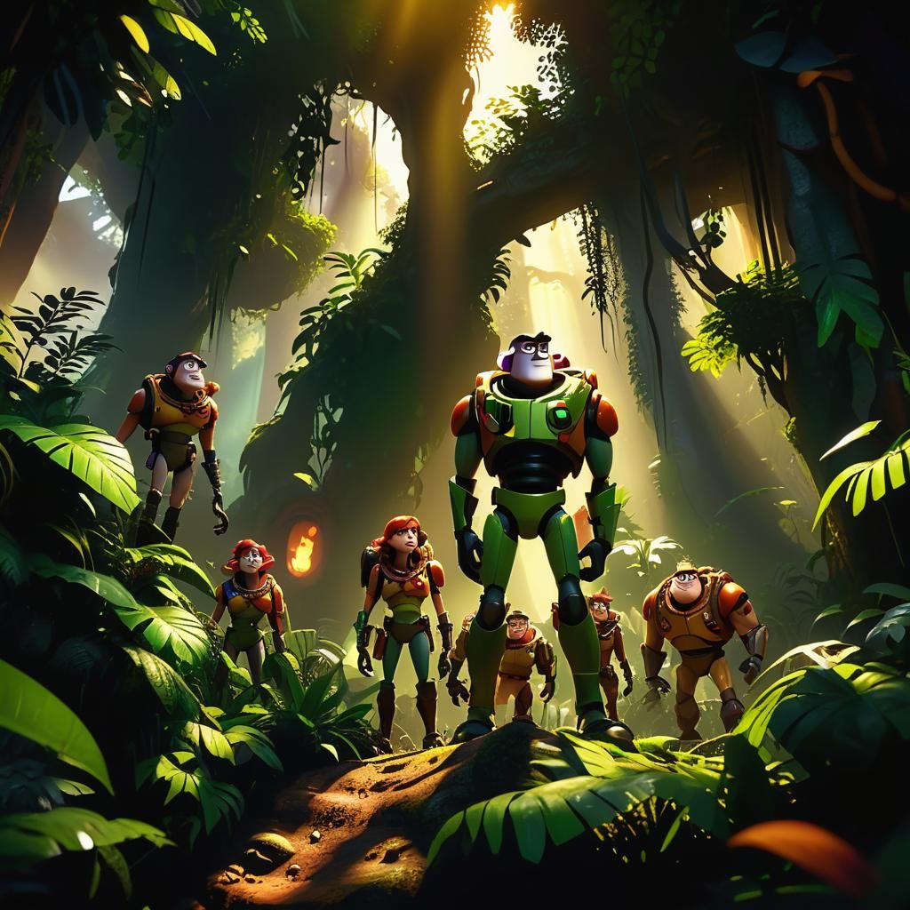 Adventurers in Jungle, 3D Digital Art Style