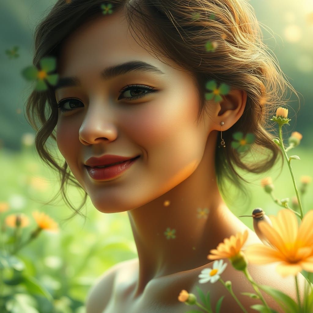 Ethereal Woman in Dreamlike Landscape, Ori-Inspired Double E...