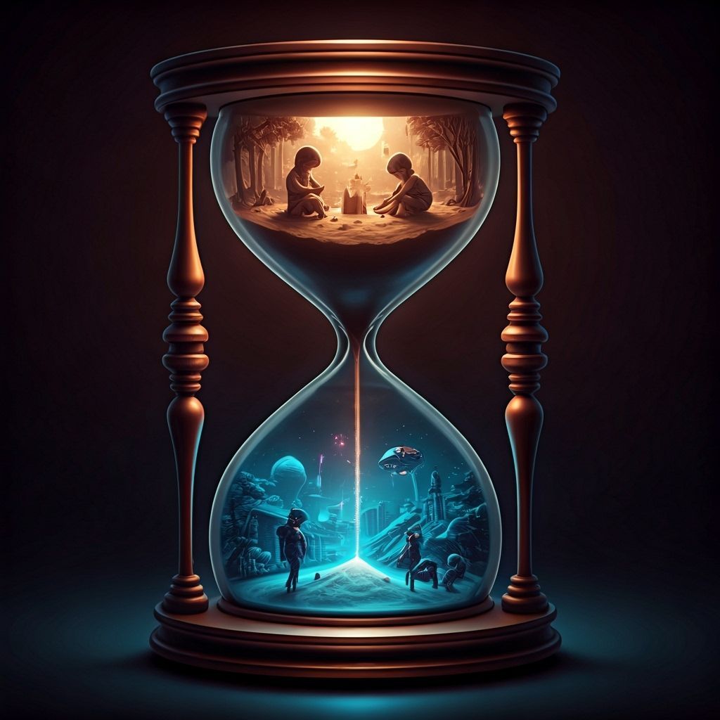 Hourglass of Childhood Dreams: Flowing Miniature Scenes