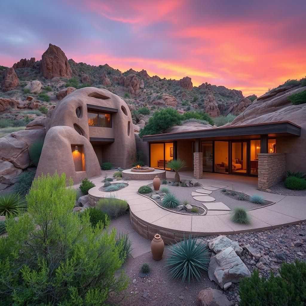 Desert Modern Home Integrated into Mountain Cliffs