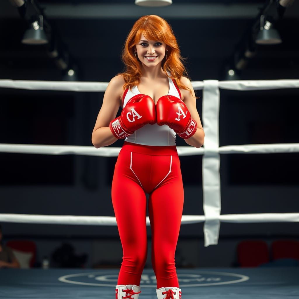 Glamorous Redhead Boxer in the Ring
