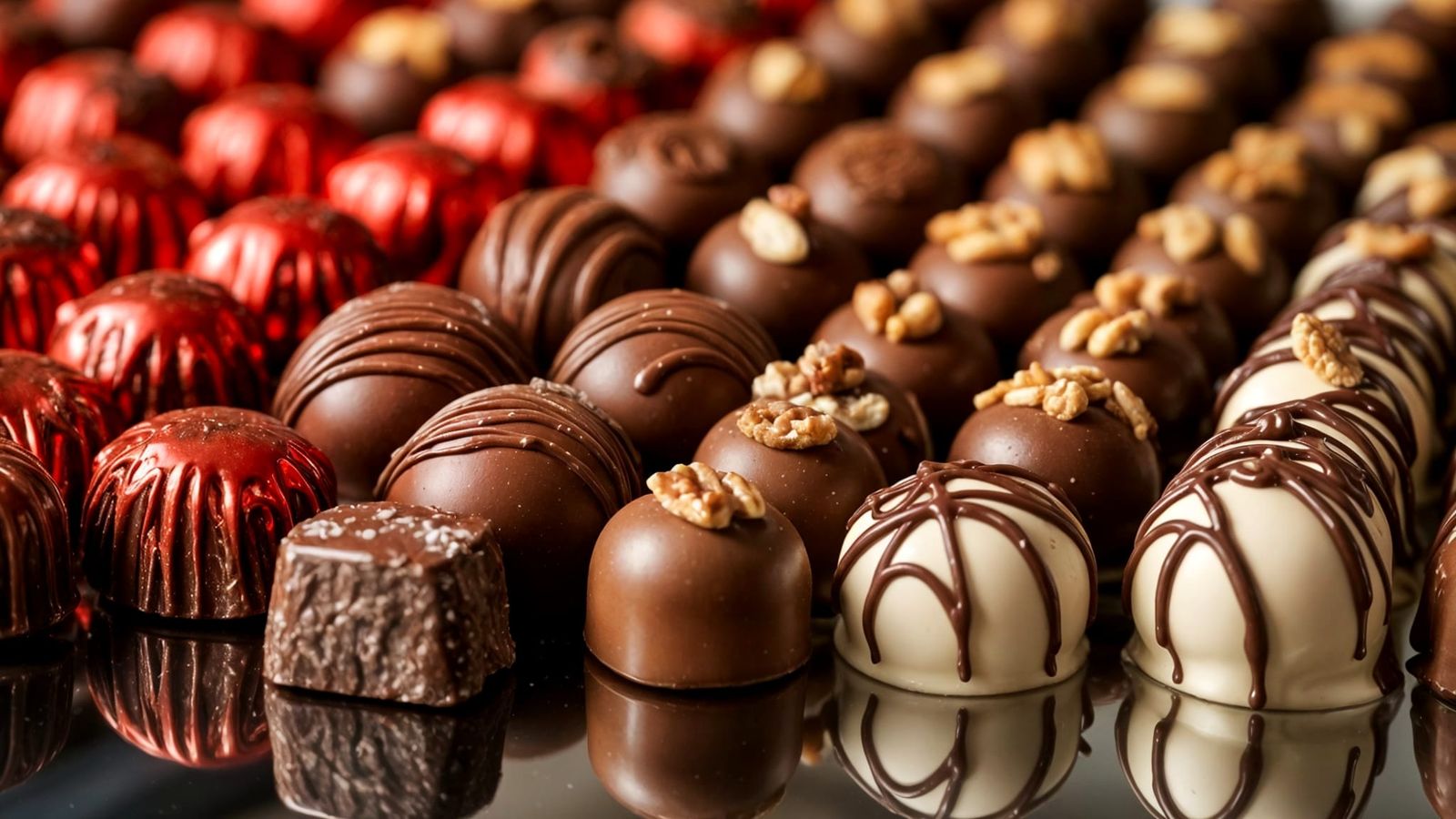 Assorted Chocolates Close-Up in High Detail